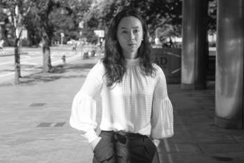 black and white portrait of a female student